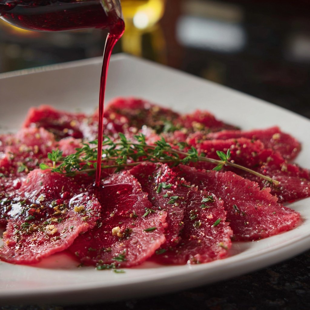 Carpaccio mit Himbeerdressing