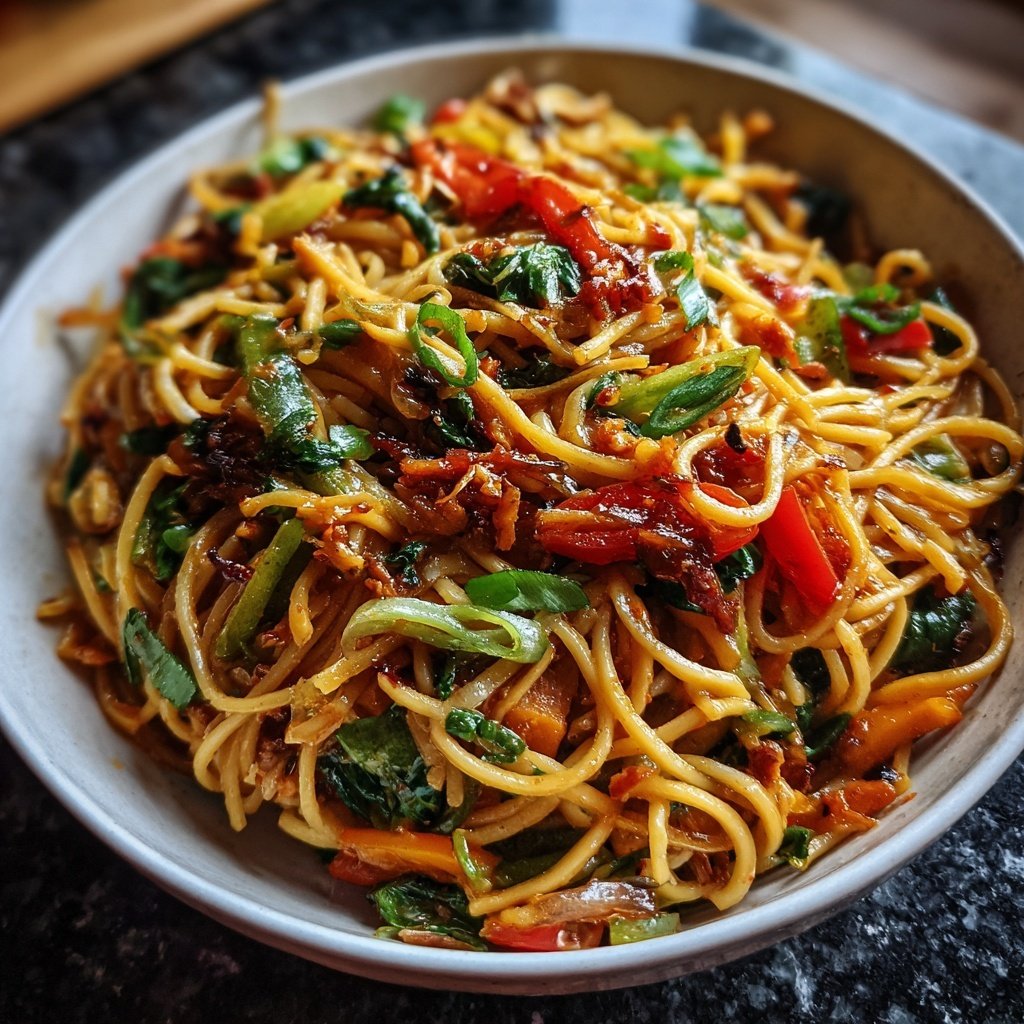 Asiatische Nudelpfanne mit Gemüse