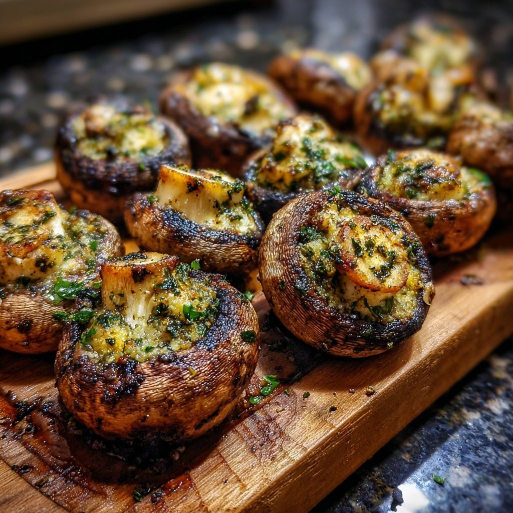 Gegrillte Champignons Mit Kräuter Füllung