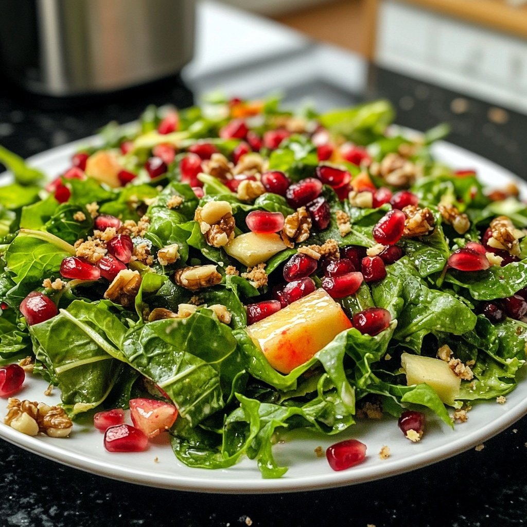 Grünkohlsalat mit Granatapfel und Walnüssen