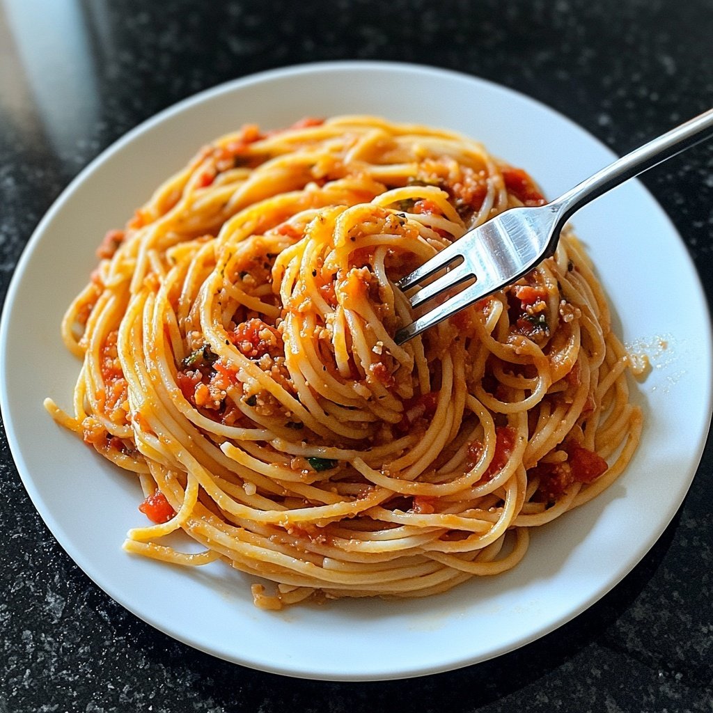 Spaghetti mit Tomaten-Basilikum-Sauce