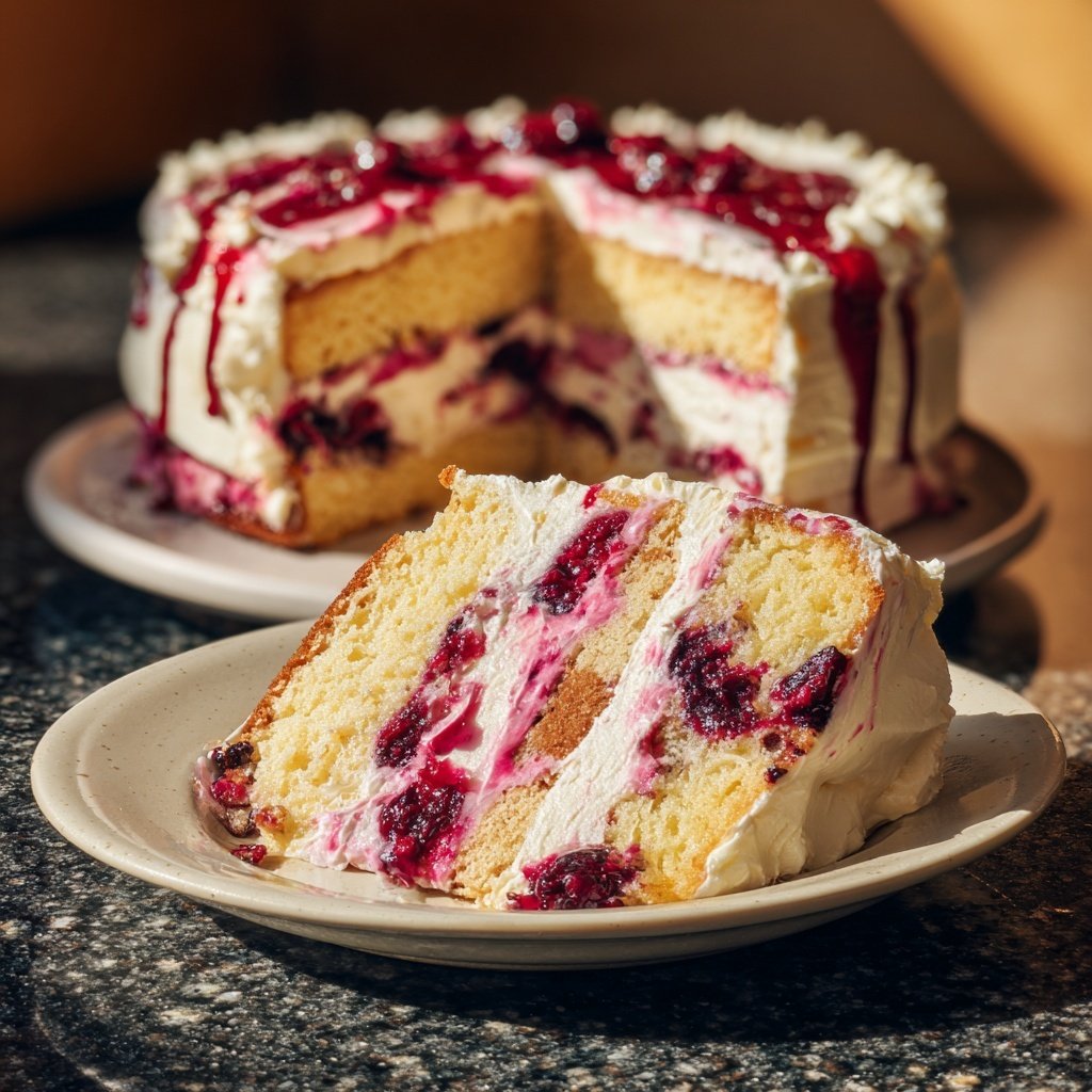 Geburtstagskuchen mit Beerenfüllung