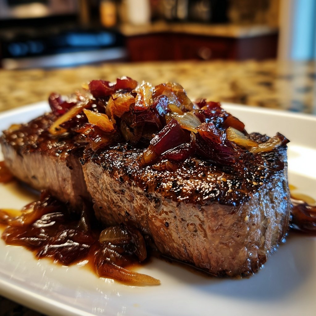 Steak mit Rotwein-Schalotten